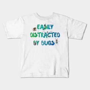 Easily Distracted by Bugs (Blue/Green/Teal) Kids T-Shirt